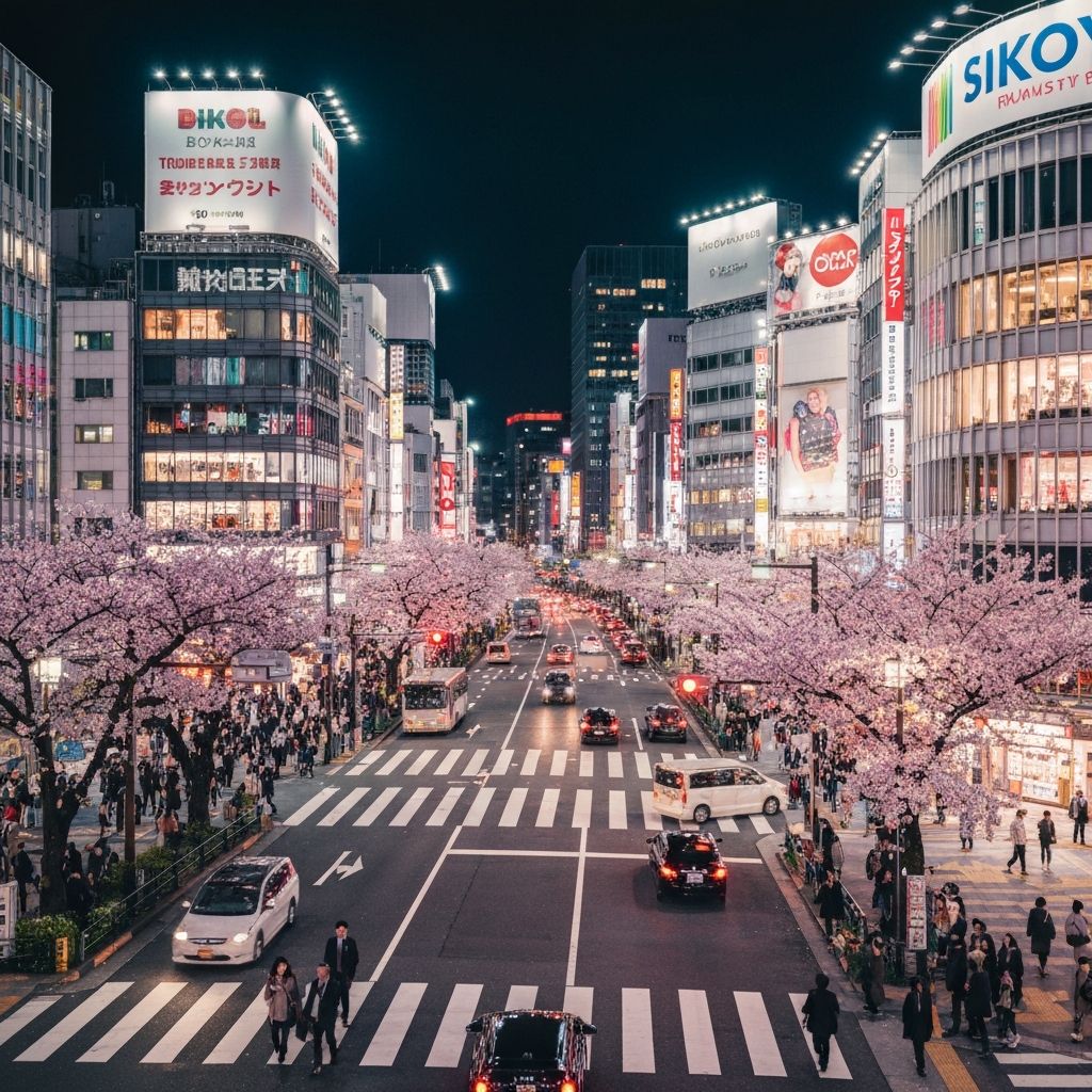 Vibrant Tokyo cityscape at night